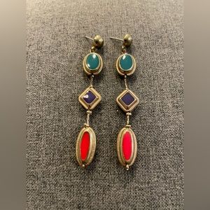 VINTAGE green navy and red earrings
